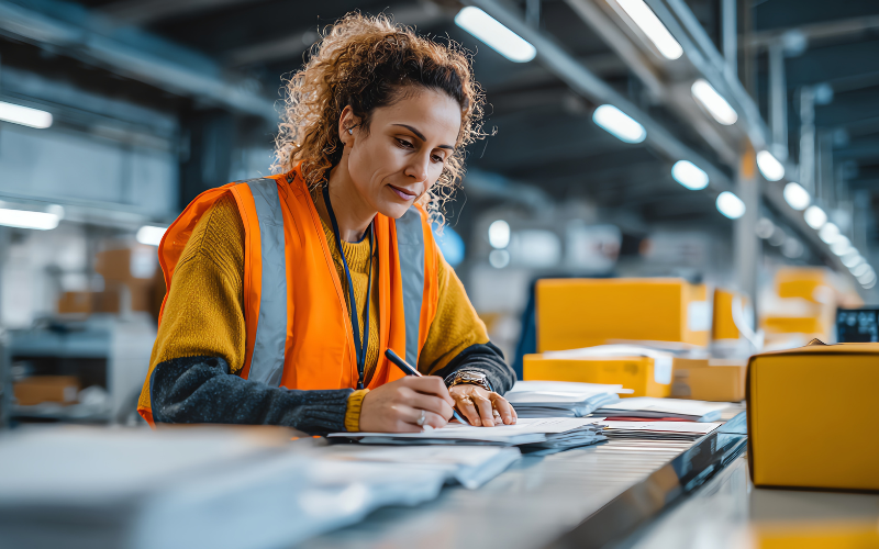 Employee preparing export doc Employee preparing export doc